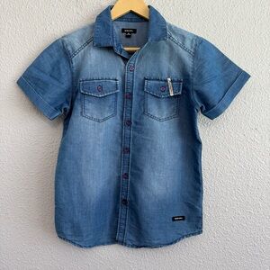 Boys Diesel Button Down Short Sleeve Shirt Size Medium (10-12) EUC